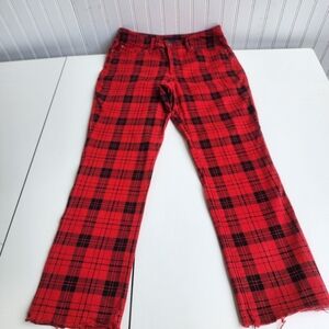 Charter Club Lexington Straight Raw Leg Pants Red Plaid Tummy Slimming Womens 10